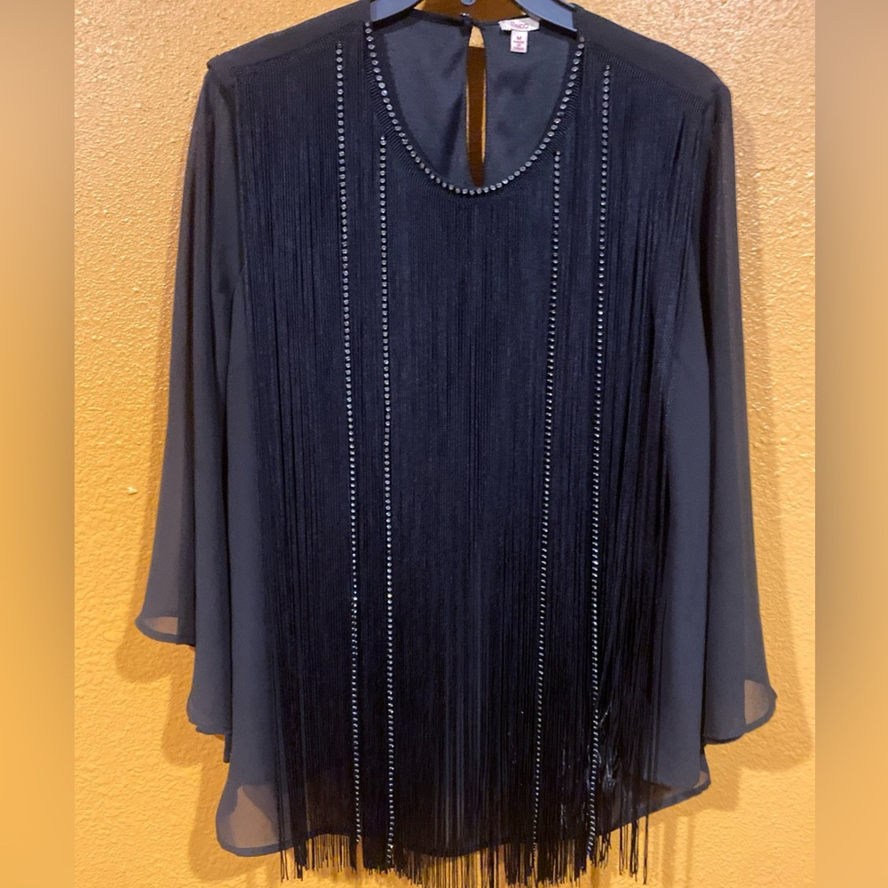 Reba black fringe with rhinestone